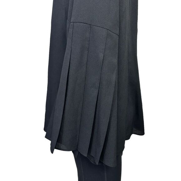 TALBOTS Woman Black Roundneck Chiffon Pleated Sleeve Blouse size 1x New - Picture 4 of 9